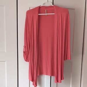 Coral Open-Front Lightweight Women's Cardigan
